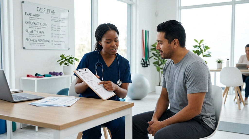 Accident doctor evaluation with chiropractic care and rehab therapy